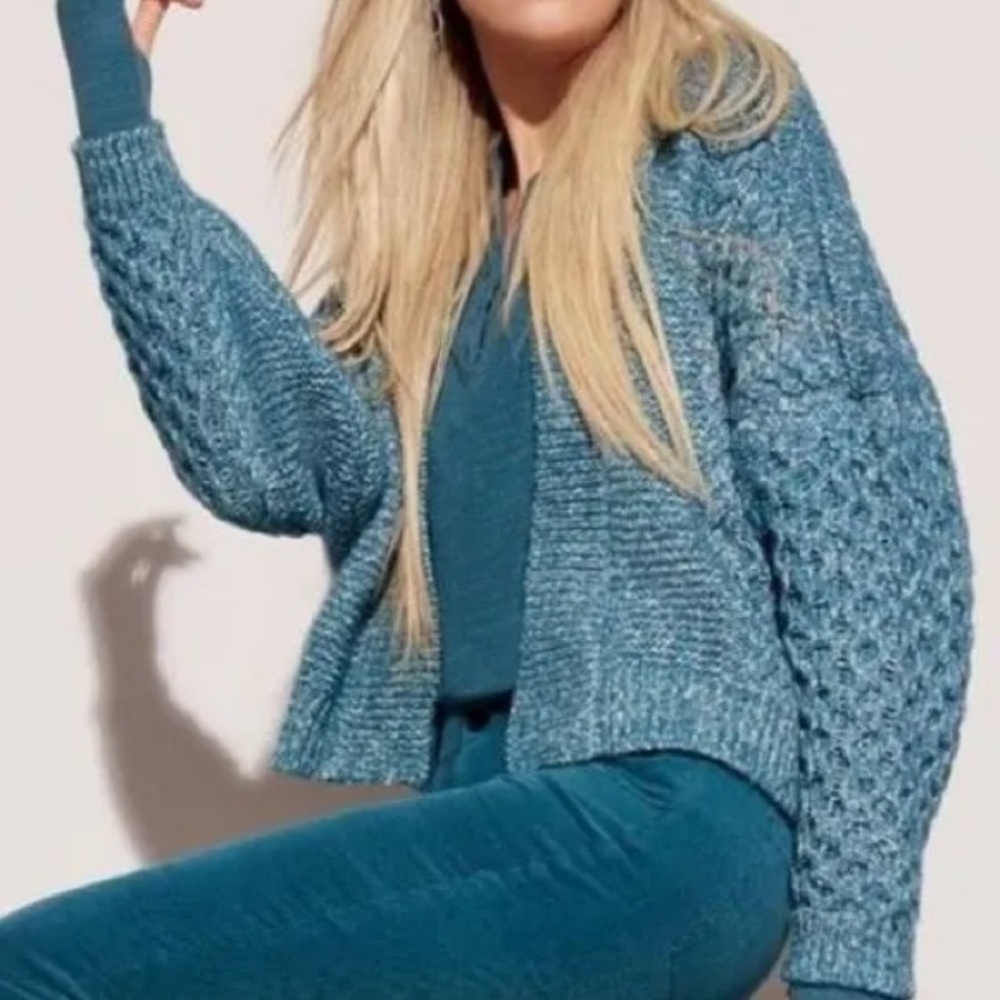 CAbi Teal Knit Cardigan Sweater